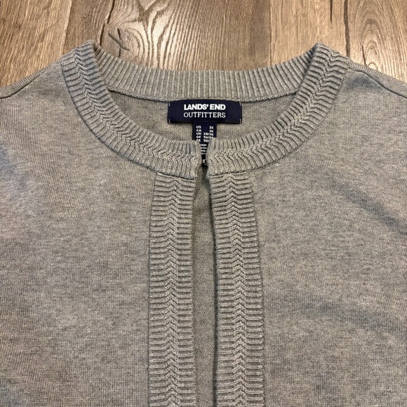 LANDS' END Outfitters Cardigan Women's 3X Open Front Sweater Gray Cotton Modal - Picture 5 of 12